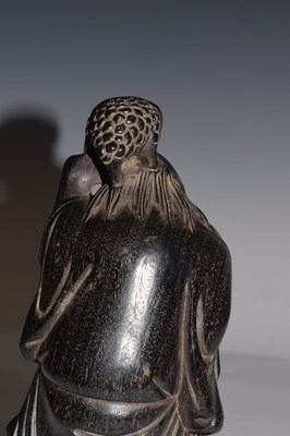 Lot 451 - Chinese carved hardwood (zitan) figure of Liu Hai with three-legged toad