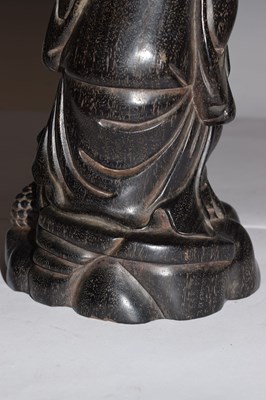 Lot 451 - Chinese carved hardwood (zitan) figure of Liu Hai with three-legged toad