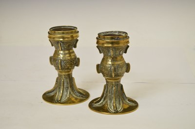 Lot 449 - Pair of Chinese bronze Gu vases