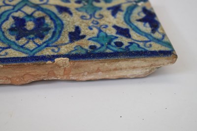 Lot 488 - Antique Islamic faience pottery kashi tile