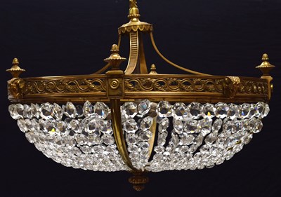 Lot 618 - Twentieth century gilt-metal and glass basket chandelier