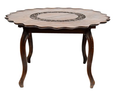 Lot 647 - Indian carved hardwood folding table