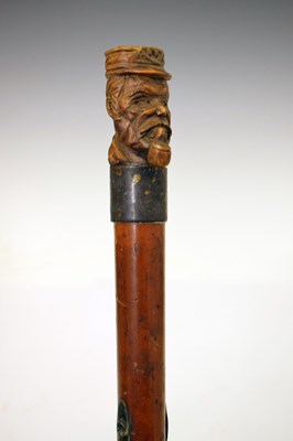 Lot 334 - 19th century carved malacca walking stick or cane