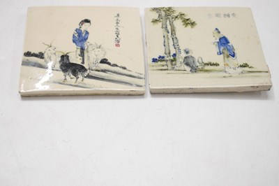 Lot 446 - Two Chinese porcelain tiles