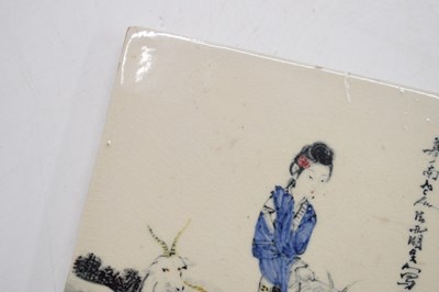 Lot 446 - Two Chinese porcelain tiles