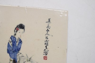 Lot 446 - Two Chinese porcelain tiles