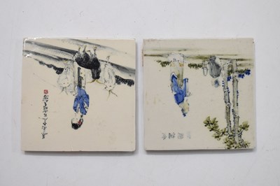 Lot 446 - Two Chinese porcelain tiles