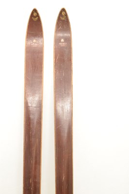 Lot 404 - Pair of Attenhofer of Switzerland wooden skis