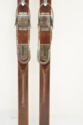 Lot 404 - Pair of Attenhofer of Switzerland wooden skis