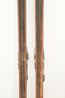 Lot 404 - Pair of Attenhofer of Switzerland wooden skis