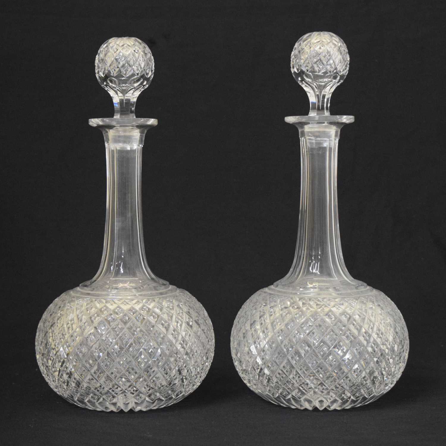 Lot 520 - Pair of cut glass decanters