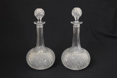 Lot 520 - Pair of cut glass decanters