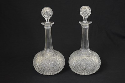 Lot 520 - Pair of cut glass decanters