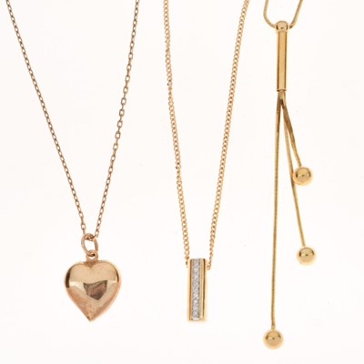 Lot 63 - Three gold necklaces