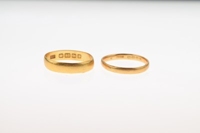 Lot 30 - Two 22ct gold wedding bands