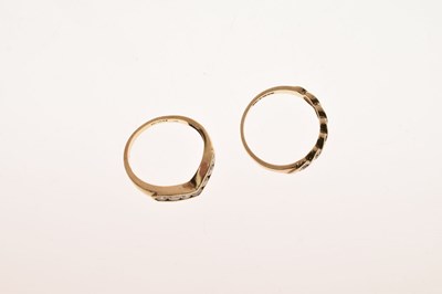 Lot 31 - Two 9ct gold dress rings, each set white stones