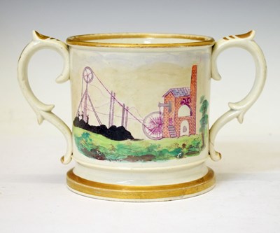 Lot 203 - Mining Interest - Mid 19th century Staffordshire loving cup