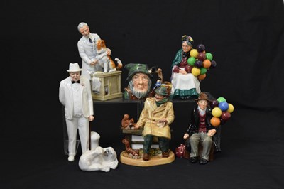 Lot 558 - Royal Doulton - Five porcelain figures, character jug and Royal Copenhagen polar bear