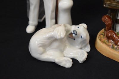 Lot 558 - Royal Doulton - Five porcelain figures, character jug and Royal Copenhagen polar bear