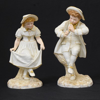 Lot 543 - Royal Worcester - Pair of figural vases