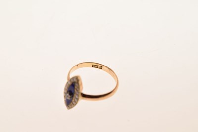 Lot 4 - Victorian navette-shaped ring having blue enamel decoration