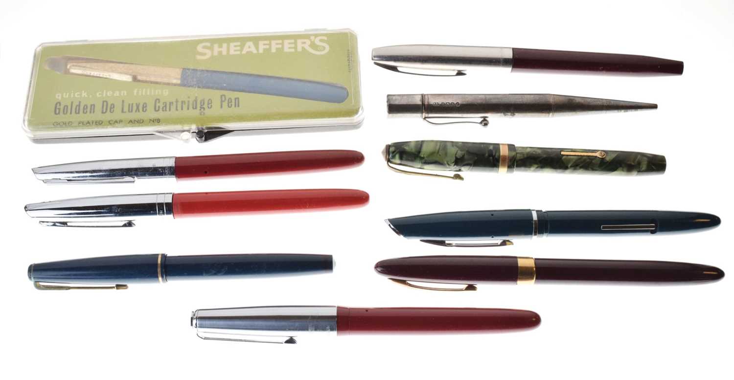 Lot 311 - George V silver propelling pencil, and a group of vintage fountain pens