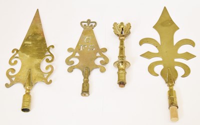 Lot 369 - Four West Country Friendly Society brass staff heads