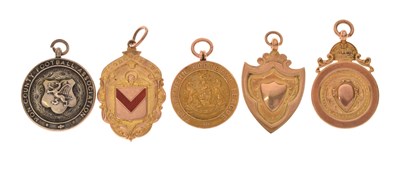 Lot 314 - Four 1920s 9ct gold football medals