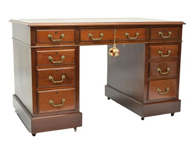 Lot 670 - Reproduction twin pedestal desk