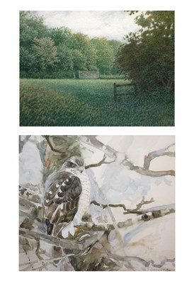 Lot 545 - Kevin Hughes(b. 1947), watercolour, 'Cotswold Hedgrow'