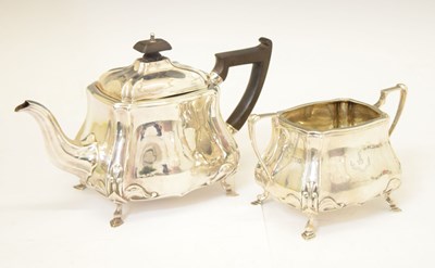 Lot 242 - Irish Interest - George V silver teapot and sugar bowl with engraved O'Rourke crest