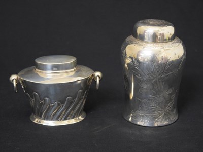 Lot 137 - Edward VII silver tea caddy, and an American sterling tea caddy by Whiting Manufacturing Company