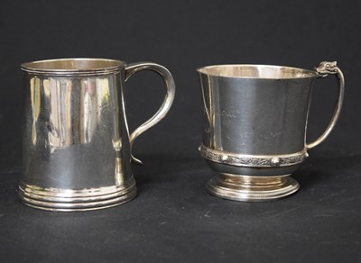 Lot 209 - George V silver christening mug with Celtic decoration, and an early 20th century silver mug