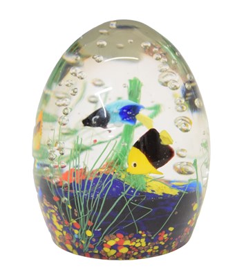 Lot 548 - Eugenio Ferro - 20th century Italian glass 'aquarium' ovoid paperweight or doorstop