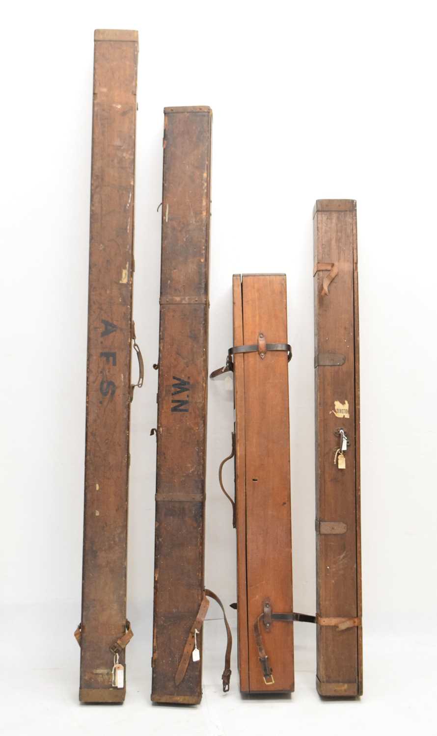 Lot 397 - Four mahogany and tin-mounted fishing rod