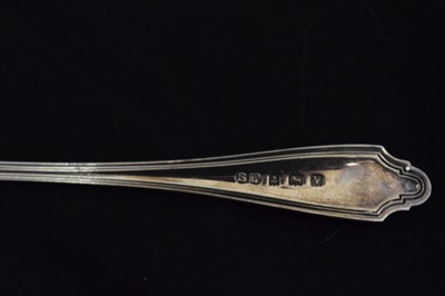 Lot 211 - Cased set of six George VI silver fruit spoons and sifting spoon, etc