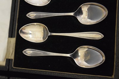 Lot 211 - Cased set of six George VI silver fruit spoons and sifting spoon, etc