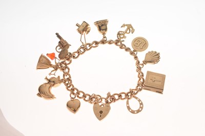 Lot 72 - 9ct gold curb link charm bracelet