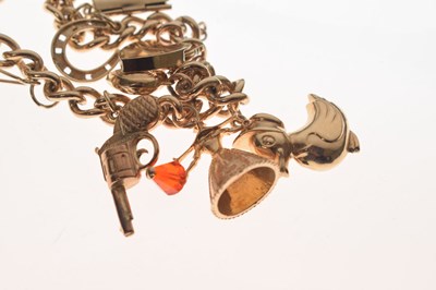 Lot 72 - 9ct gold curb link charm bracelet
