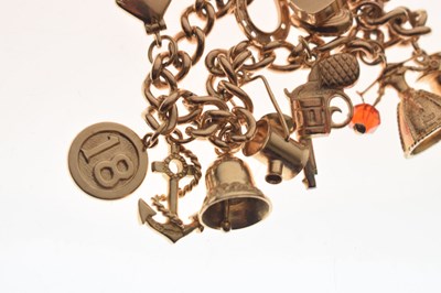Lot 72 - 9ct gold curb link charm bracelet