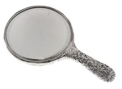 Lot 125 - Early 20th Century Japanese white metal hand mirror