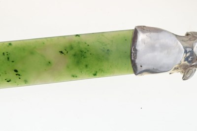 Lot 123 - Russian Interest - 'Feodor Ivanovich Ruckert' - silver and nephrite jade letter opener