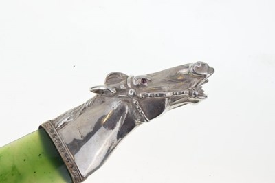 Lot 123 - Russian Interest - 'Feodor Ivanovich Ruckert' - silver and nephrite jade letter opener