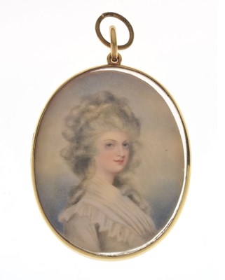 Lot 520 - 19th century oval portrait miniature of a lady