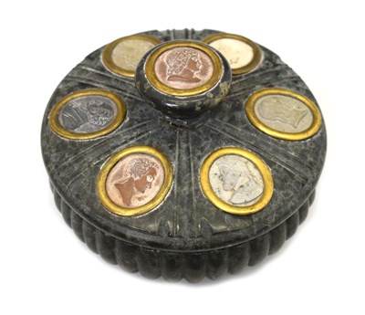 Lot 294 - Grand Tour serpentine and lava stone inkwell