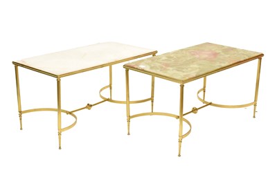 Lot 710 - Two brass finish coffee tables