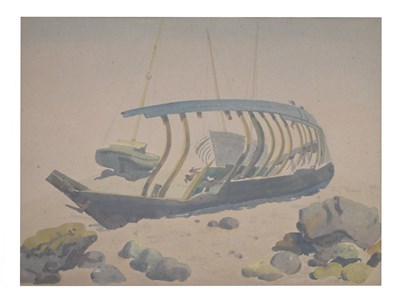 Lot 666 - Ernest Michael Dinkel (1894-1983) - Watercolour - ‘The Derelict’