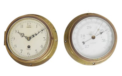 Lot 731 - Mercer brass cased ships quartz clock