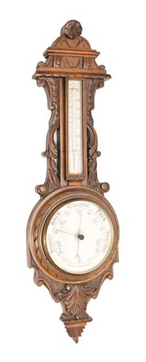 Lot 733 - Early 20th century aneroid barometer and thermometer