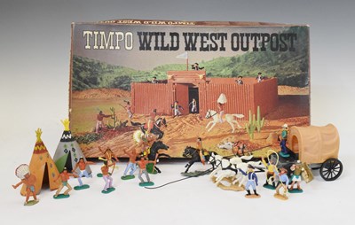 Lot 409 - Timpo Wild West West Outpost 257 set and quantity of plastic figures